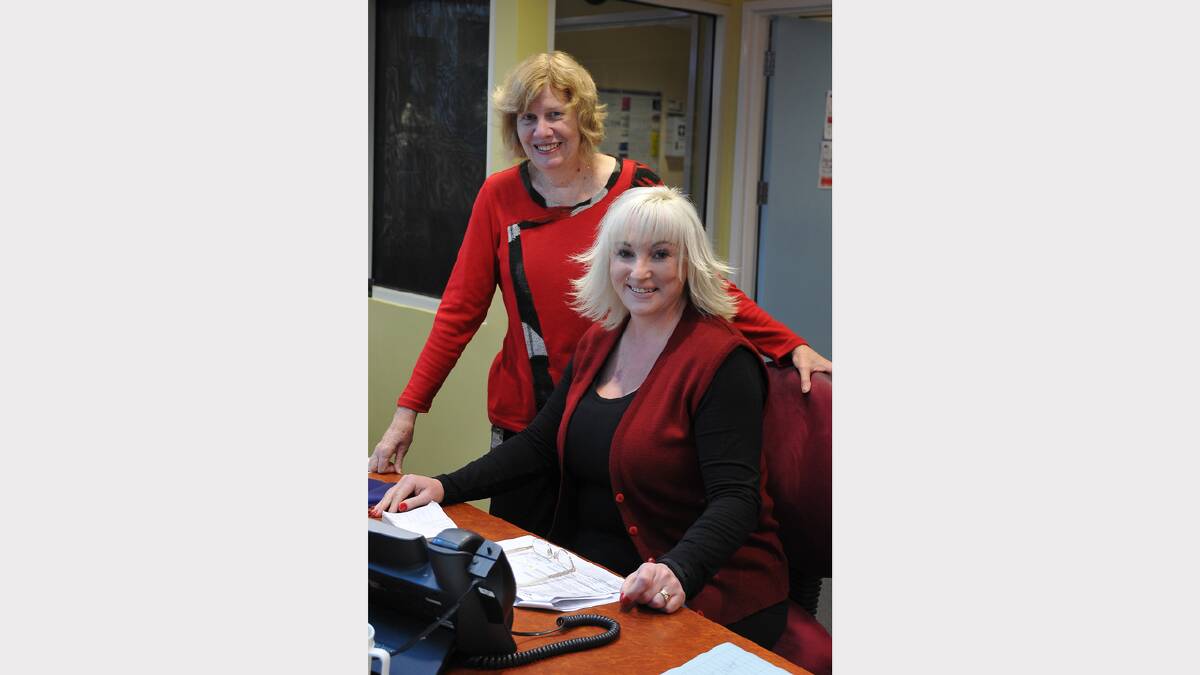 Karlene Murphy and Lyn Archiband dressed in red for the Heart Foundation campaign.