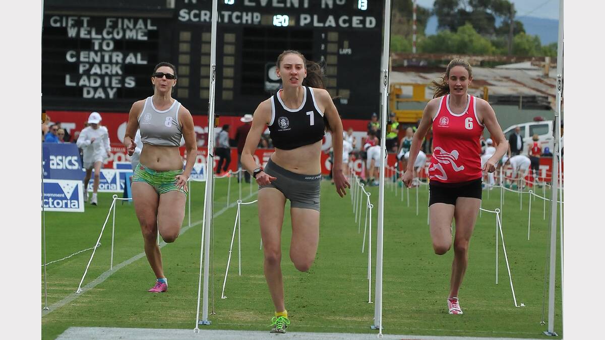 Ararat youngster Tiffany Boatman wins her heat of the Strickland Family Women's Gift on Saturday.