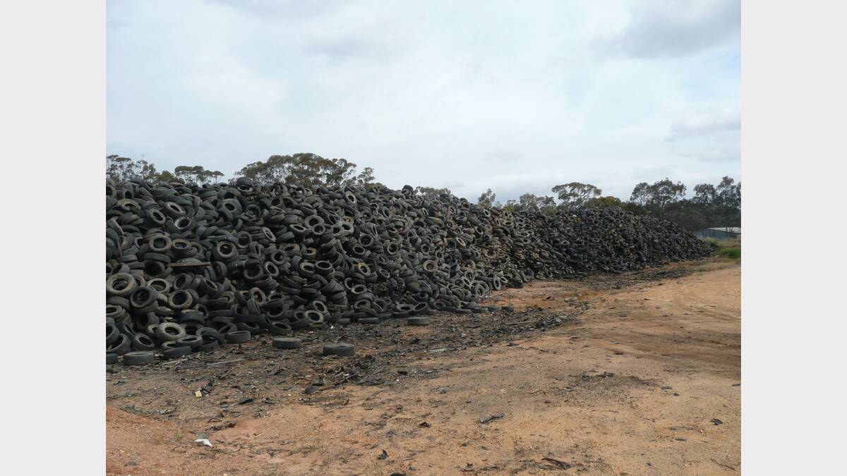 The tyre stockpile in Stawell which continues to cause concern for the Northern Grampians Shire Council.