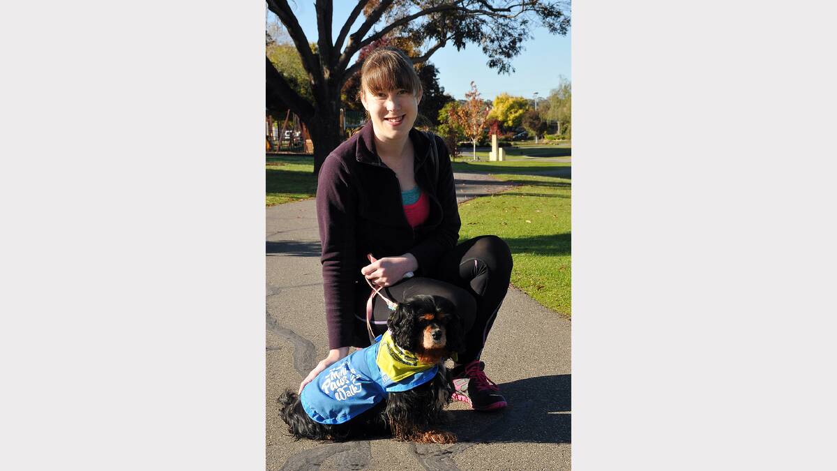 Katherine Ffrench with her dog preparing for the trial walk.