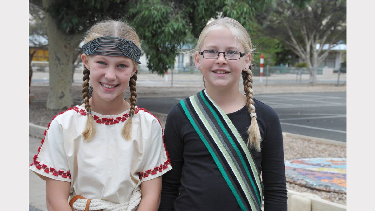 Molly and Gemma dressed up for the Harmony Day parade at Stawell West.