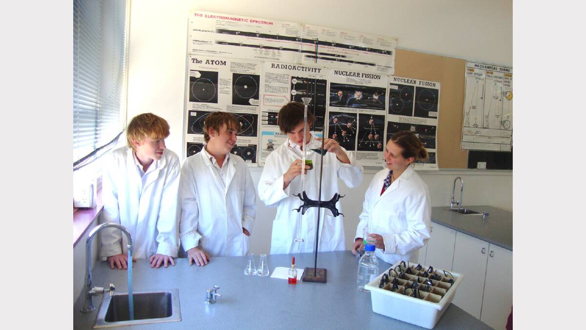 Pictured working with science at the Stawell Secondary College are L-R Ashleigh Todd, Sam Pridan, Joshua Collins and Victoria Buckley.