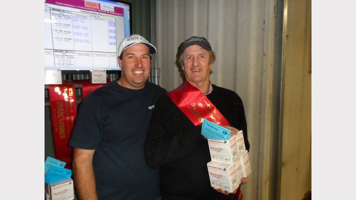 Callawadda Stawell president Greg James with Wayne Calaby, winner of the overall A grade Points Score championship.