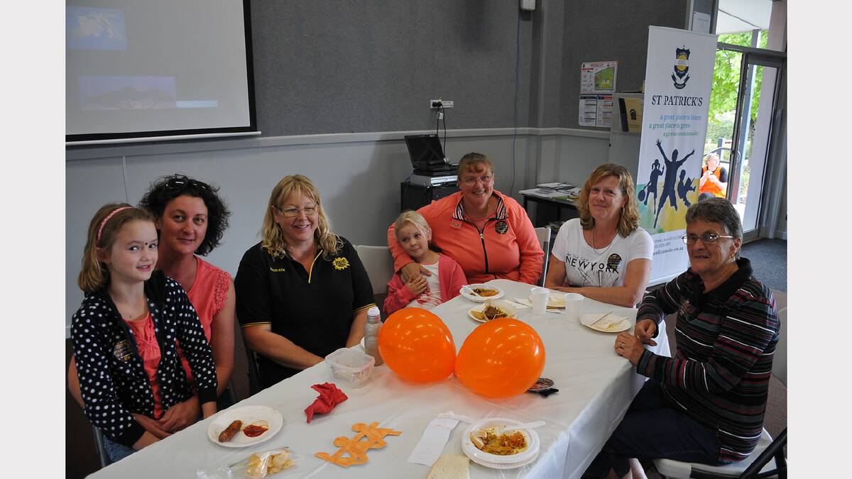 Celebrating Harmony Day at St Pats L-R Bayley and Donna McKinnis, Anne Marie Rickard, Ella Wilson, Jo Wilson, Jan Rickard, Kathleen Rickard.