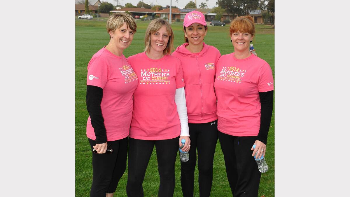 Pictured dressed in pink for the Mother's Day Classic L-R Denika Morrow, Jacinta Smith, Marissa Ahchow and Sharna Cross.