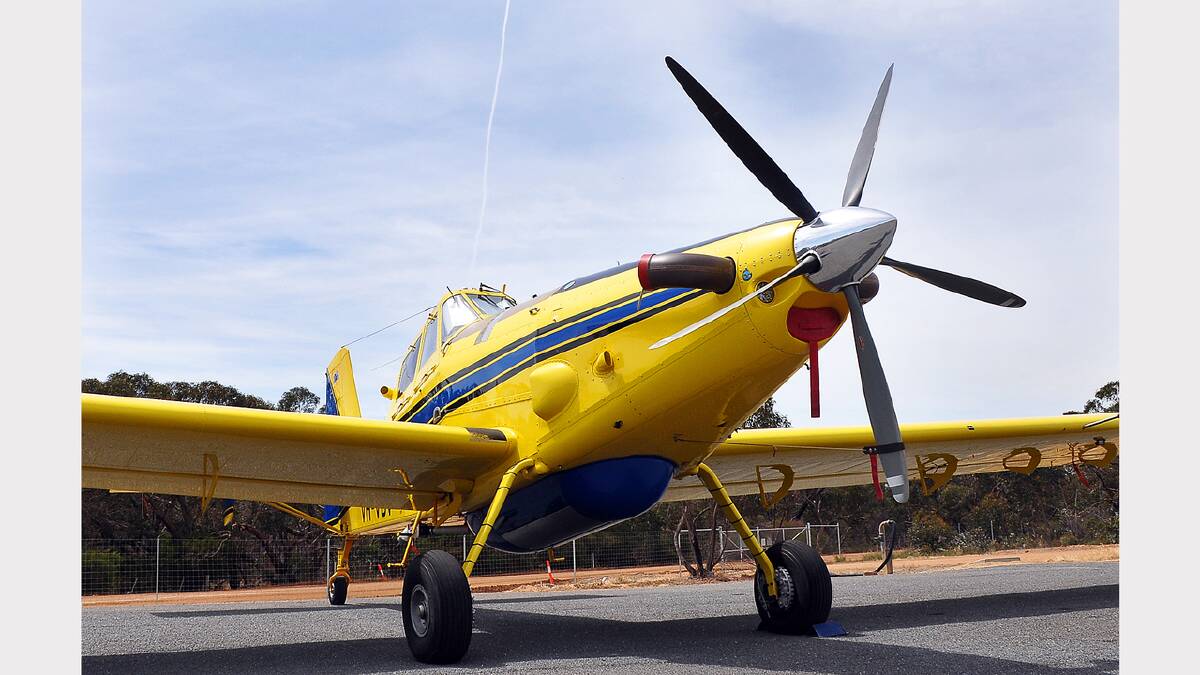 One of the fixed wing fire bombing aircraft on standby at the Stawell Airport.