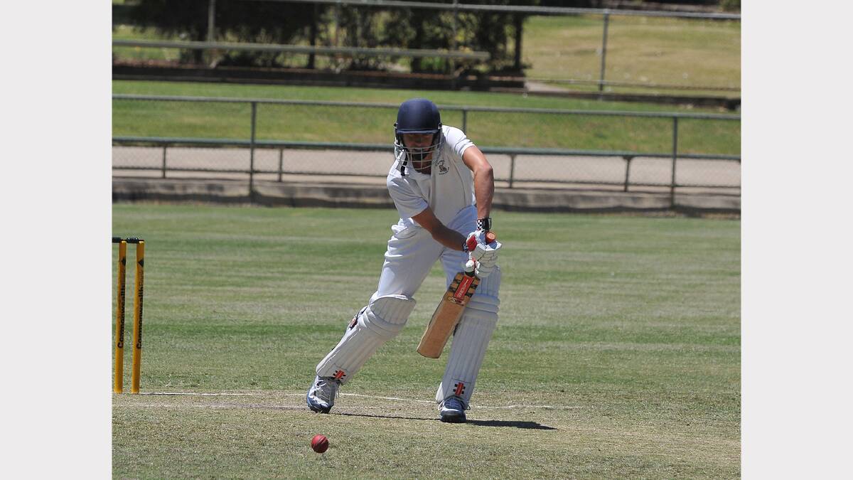 Young Youth Club batsman Koby Stewart plays this shot through the off side during his team's clash against Pomonal at Central Park.