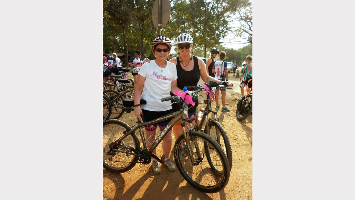 Kerrie Skene and Sally Perry during their ride through Vietnam and Cambodia.