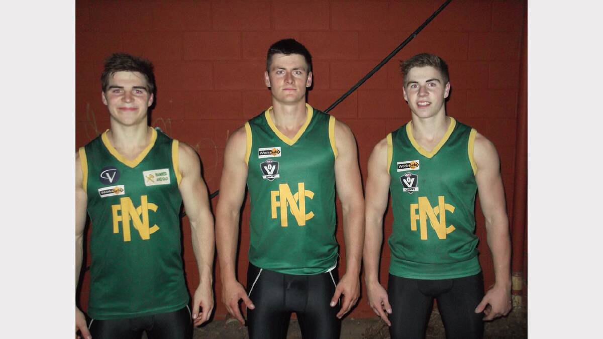 The Driscoll brothers L-R Josh, Ash and Cody will play together for the Maryborough Castlemaine and District Football League tomorrow at Maryborough.