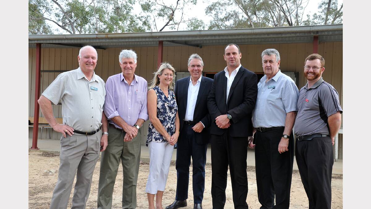 Pictured at the Stawell Rifle Club L-R Cr Wayne Rice, Ken Hall, Cr Karen Hyslop, Peter Walsh, Scott Turner, Cr Murray Emerson and Daniel Crawford.