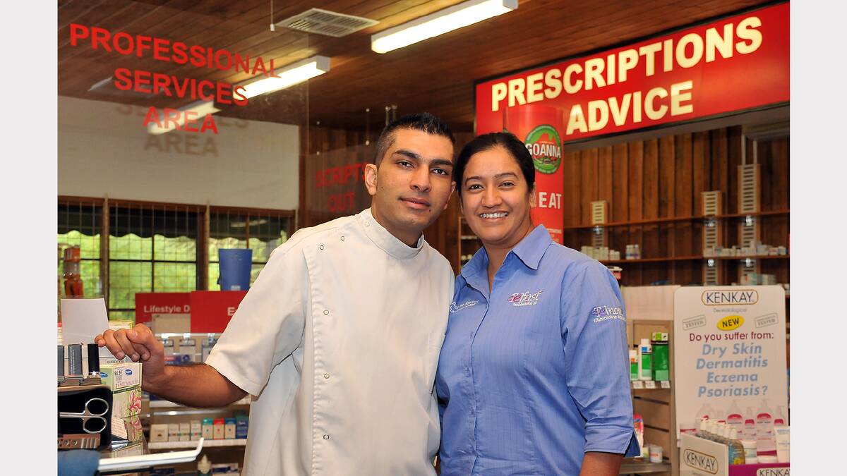 Neel Kanabar and his wife Gina at the Halls Gap Fair Price Chemist.