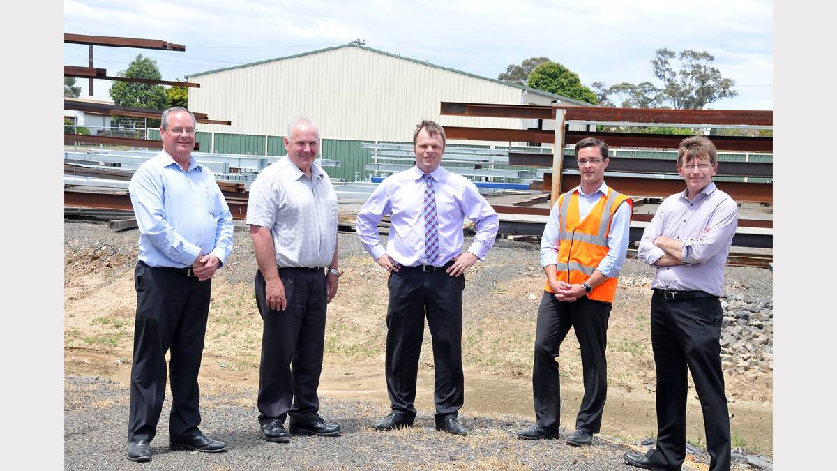 Pictured looking over land at Action Steel in Playford Street are L-R Action Steel owner Martin Grace, Northern Grampians Shire Mayor, Cr Kevin Erwin, Member for Western Victoria David O’Brien, Vince Grace and council’s Director Marketing and Community, Jim Nolan.