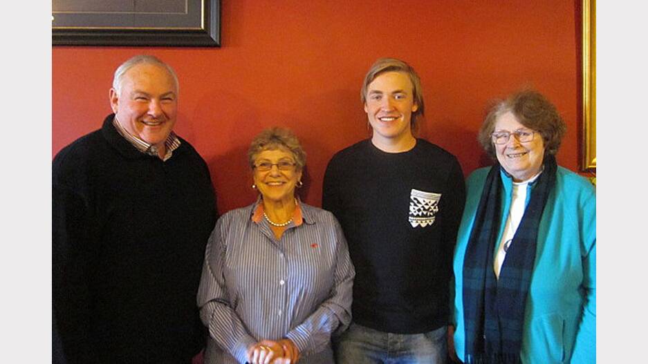 Swedish exchange student Jacob Nilssen is pictured with L-R Kevin Erwin, Pauline Shirrefs and Val Nicholson.