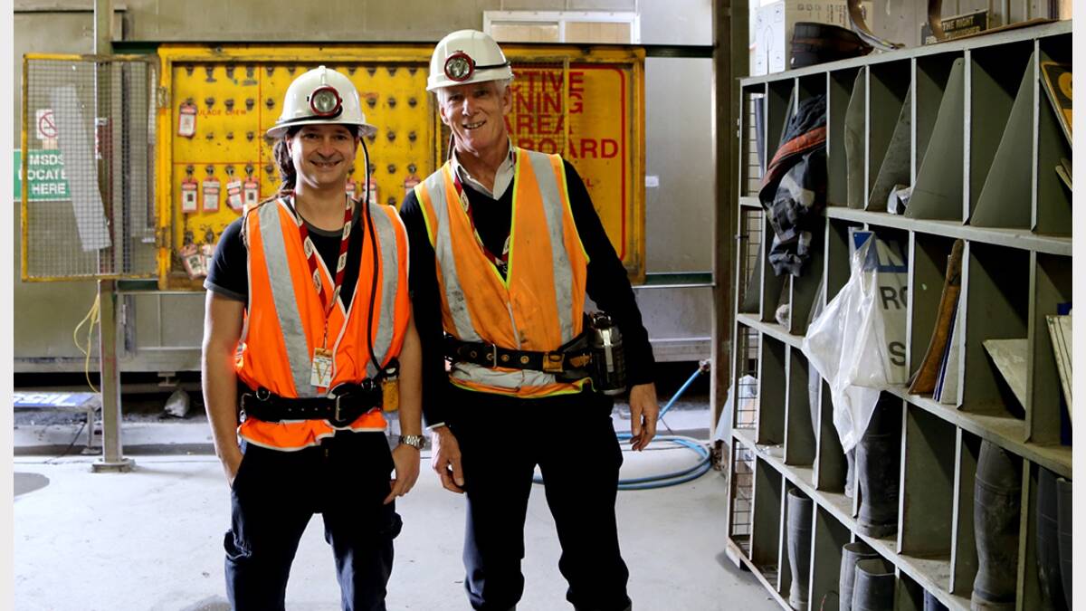 Doctor Matteo Volpi and Professor Geoffrey Taylor underground at Stawell Gold Mines.