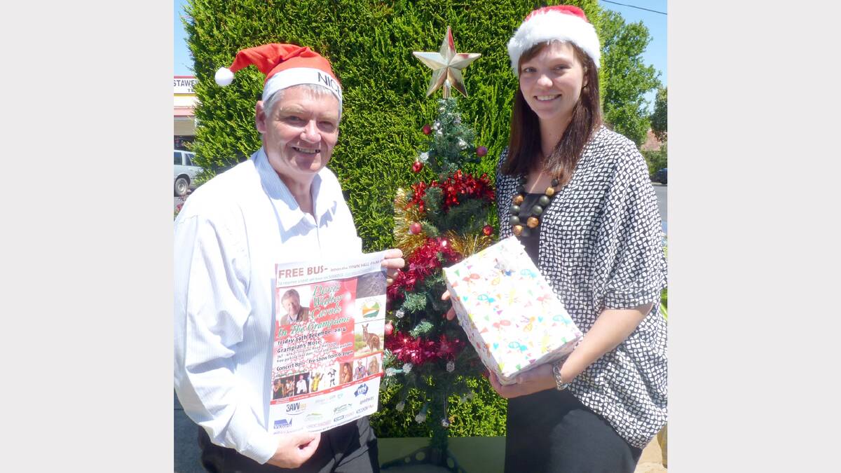 Greg Little and Carly Garonne from the Northern Grampians Shire Council promote the Carols in the Grampians with Denis Walter tonight.