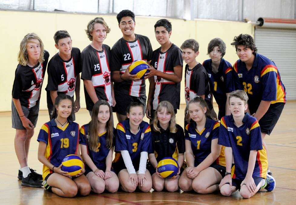 St Brigid's and Horsham College volleyball teams going to the National Volleyball Schools Cup.
Back row: Harry Combe, Aidan O’Connor, Sam Cameron, Wily Ioelu, Will Brennan, John Kearns, Lucas Dumesny, Nathanial Leonforte.
Front row: Tamikah Dockrill, Chloe Mackley, Pascall Patterson, Paige Lane, Sharia Eltze, Oscar O’Brien. Picture: SAMANTHA CAMARRI