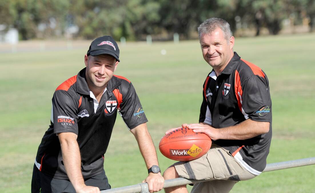 IN CONTROL: Introducing new Saints coach Luke Fisher and new president Mick Morris. Picture: SAMANTHA CAMARRI