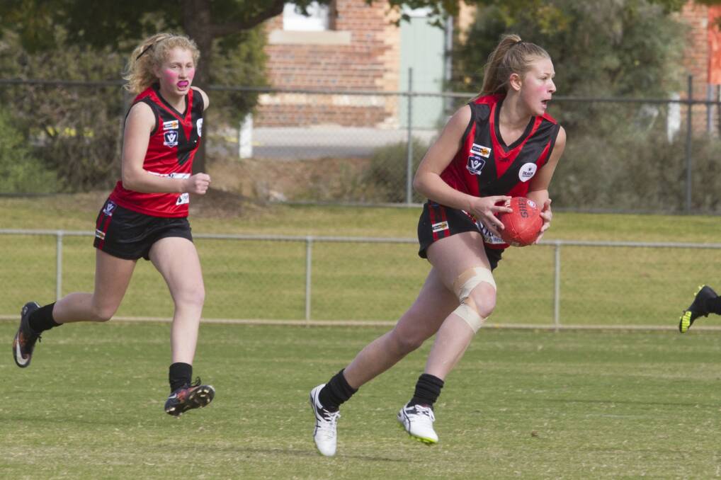 RUN: Hannah Blight has impressed for Stawell in the team's first two games in the Deakin University Female Football League. Picture: PETER PICKERING