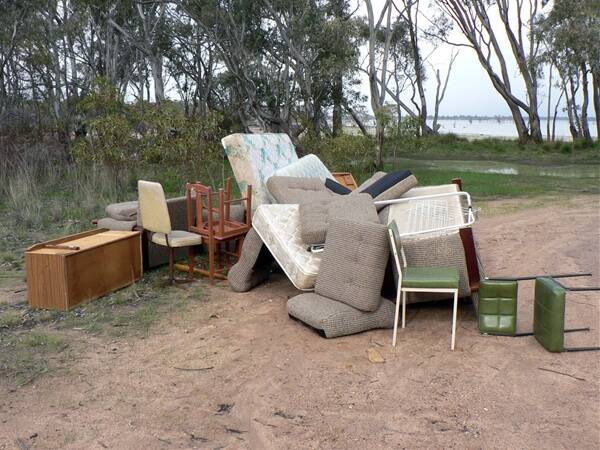 A large amount of household rubbish has been dumped at Lake Lonsdale, angering residents who live in the area. The public is being urged to contact Stawell Police if they have any information on the dumped items.