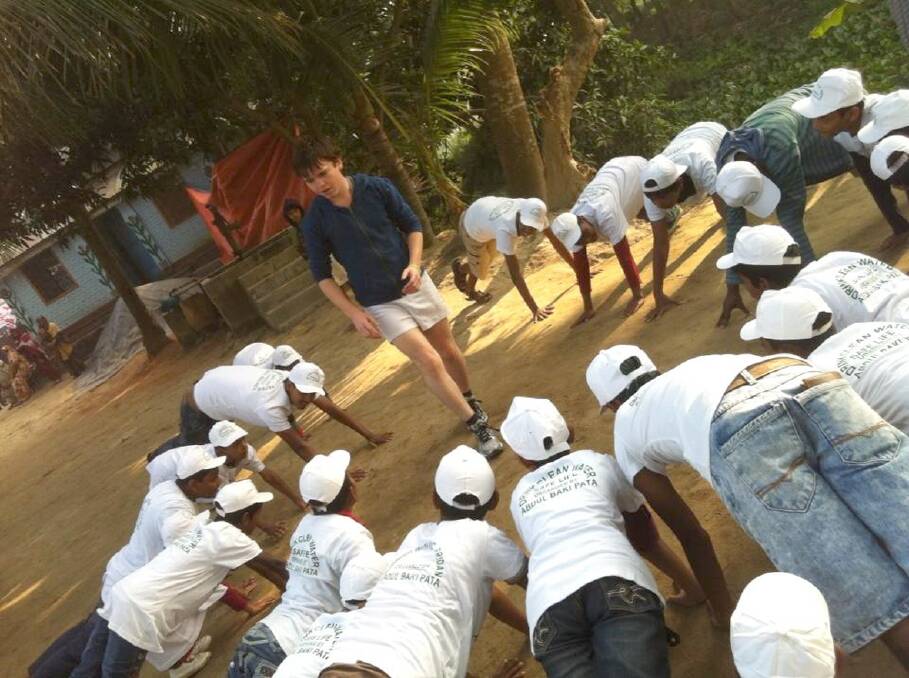 Nic Pridan in Bangladesh where he completed his fun run and also conducted a series of Australian Rules Football clinics.