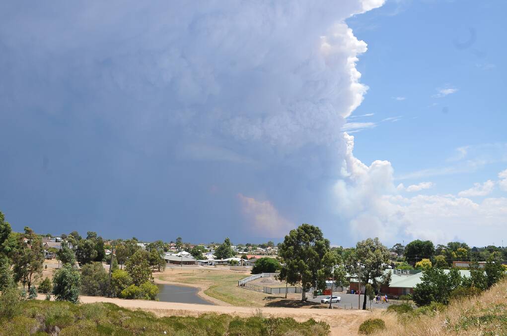 The smoke rising from the blaze in the Grampians presented an ominous sight. Pictures: BEN KIMBER. 