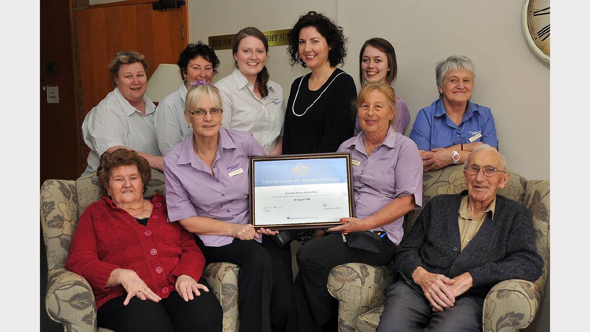 Celebrating the accreditation (back) Melissa Cahill, Sandra Metcalfe, Rachael Moore, Helen Farnsworth (Clinical Care Manager), Gabi Taylor, Marilyn Hayward; (front) Walna Rivers, Christine Johnston, Bev Holmes and Ken Anderson. Picture: KERRI KINGSTON.