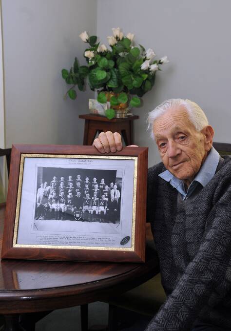 Basil Bibby reflected on his memories of being a part of the 1949 Navarre Football Club premiership team after the Grasshoppers were victorious in 2013. 
