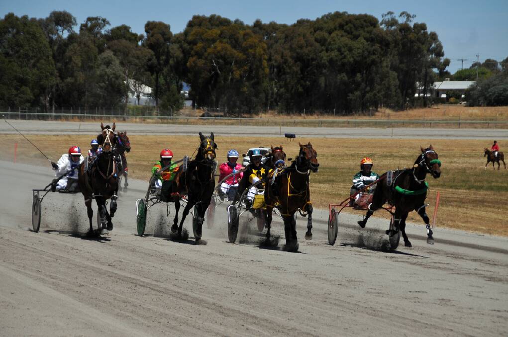 Another Safari (second from right) storms home to win the Stawell Veterinary Clinic Vicbred Platinum Country Pace. Picture: MARK McMILLAN.
