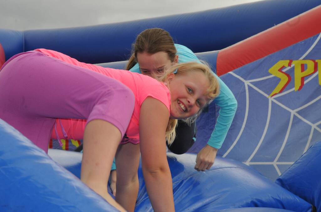 Jessica McLennan was all smiles as she enjoyed the jumping castle.