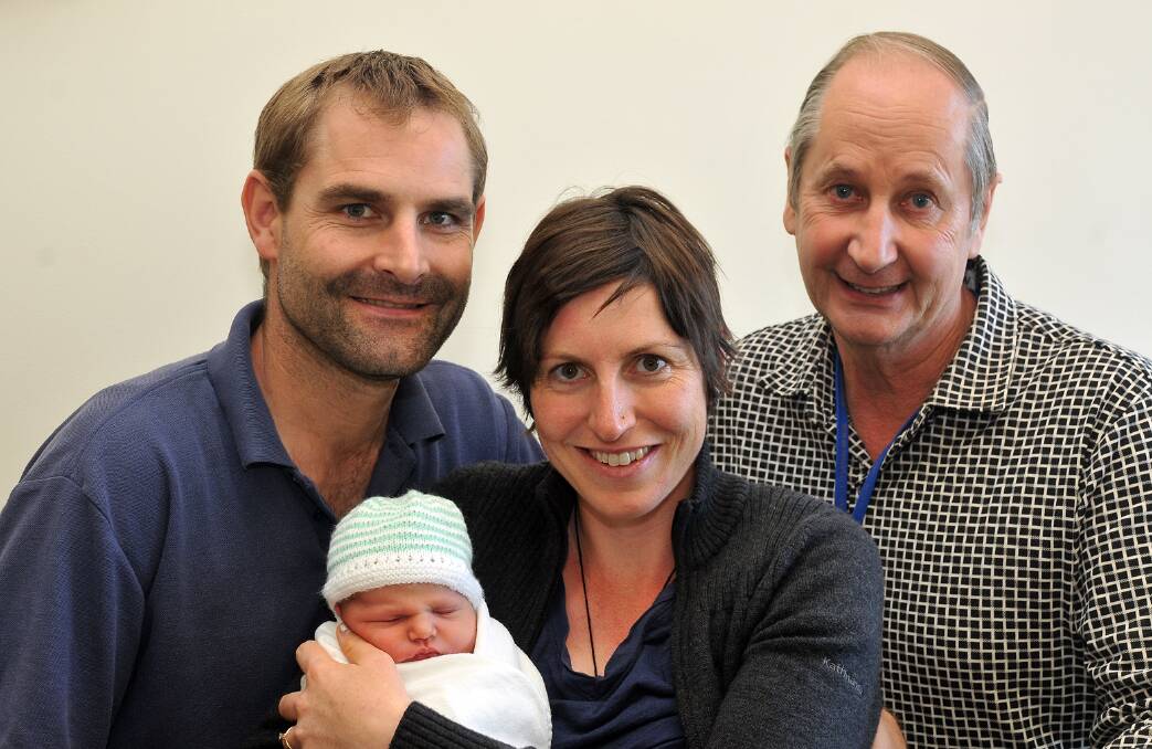William, born on March 25 was the first child for Charles and Jacqui and the first child to be born under Stawell Regional Health's new maternity model of care at Stawell Hospital. The happy parents are pictured with midwife Thomas Bown.