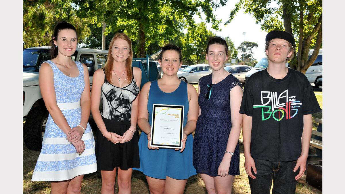 Members of the Youth Action Council who were on hand to accept the Australia Day award (L-R) Matilda Douglas, Lauren Dempsey, Harriet Madams, Lily Matheson and Brad Greene.