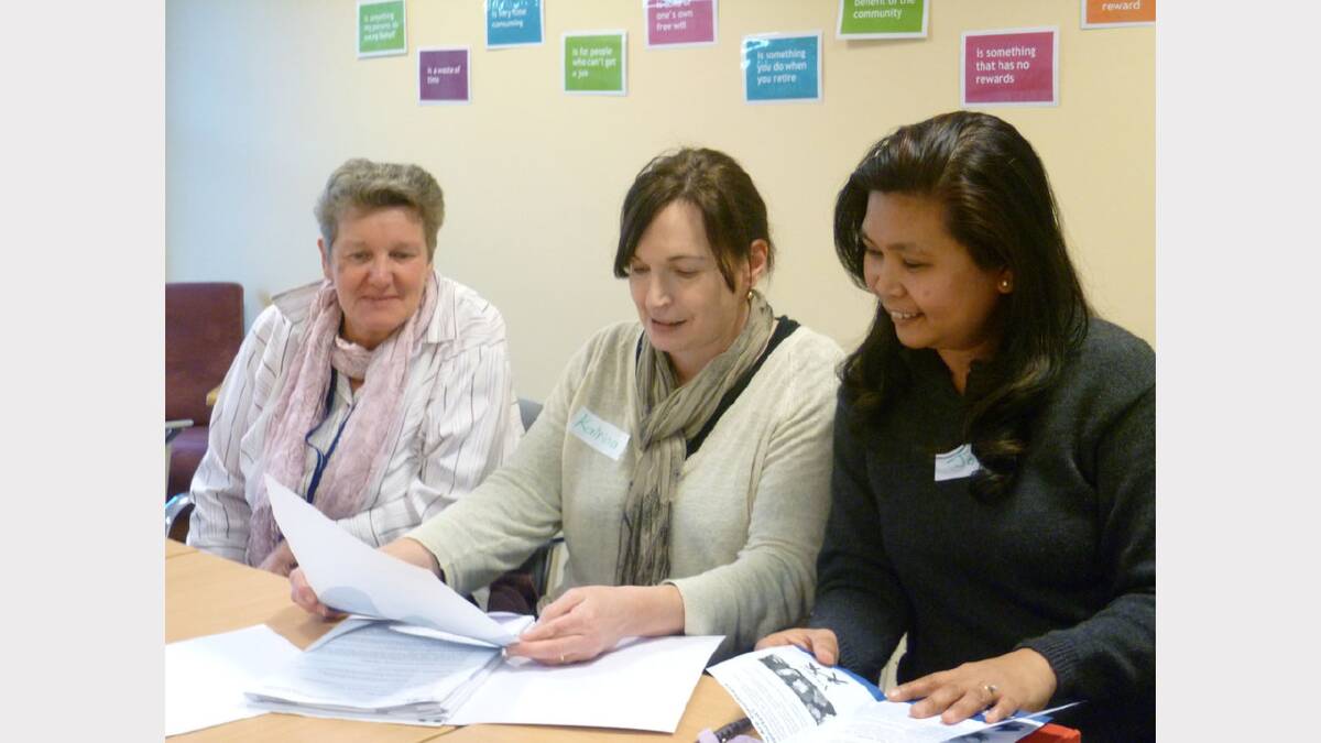 Volunteers at the Grampians Community Health Centre Robyn Dunn, Katrina Harrington and Joy Jacinta.