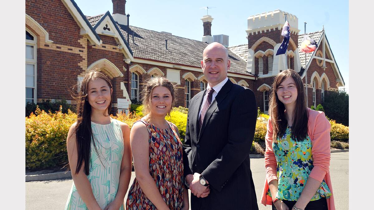 Pictured at Stawell Secondary College L-R Ellen Williams, Kirsten Hines, principal Colin Axup and Kimberly Hyslop.