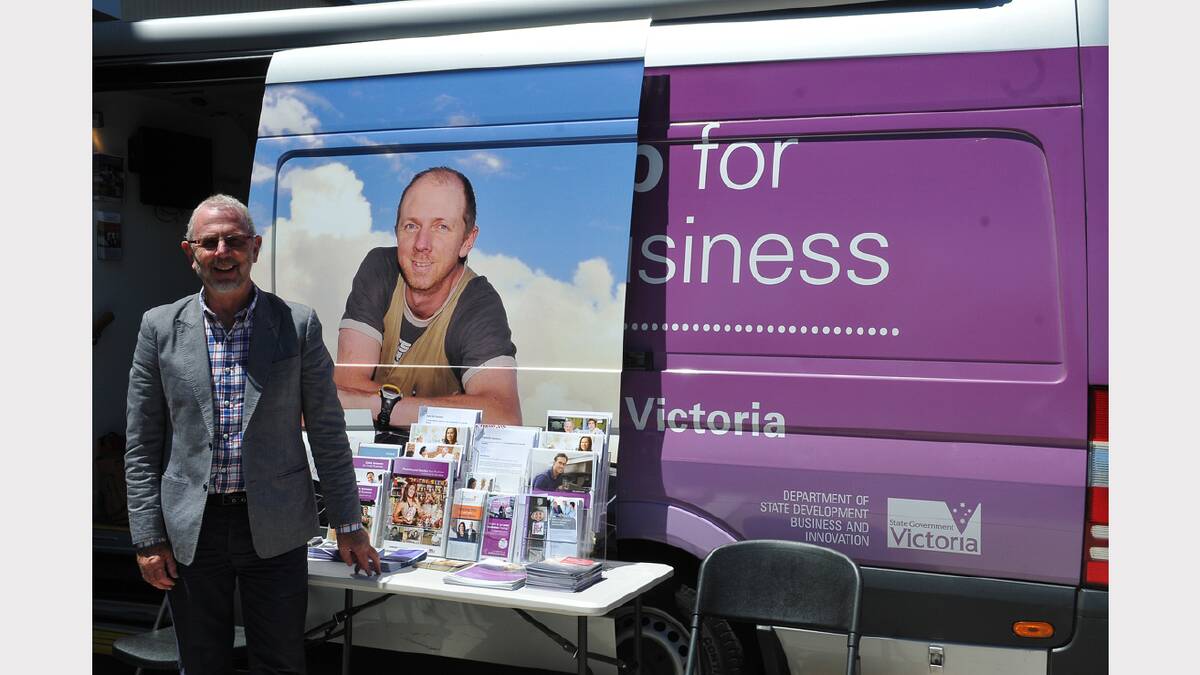 Mentor Daryl Treloar is pictured in Stawell with the mobile business centre.