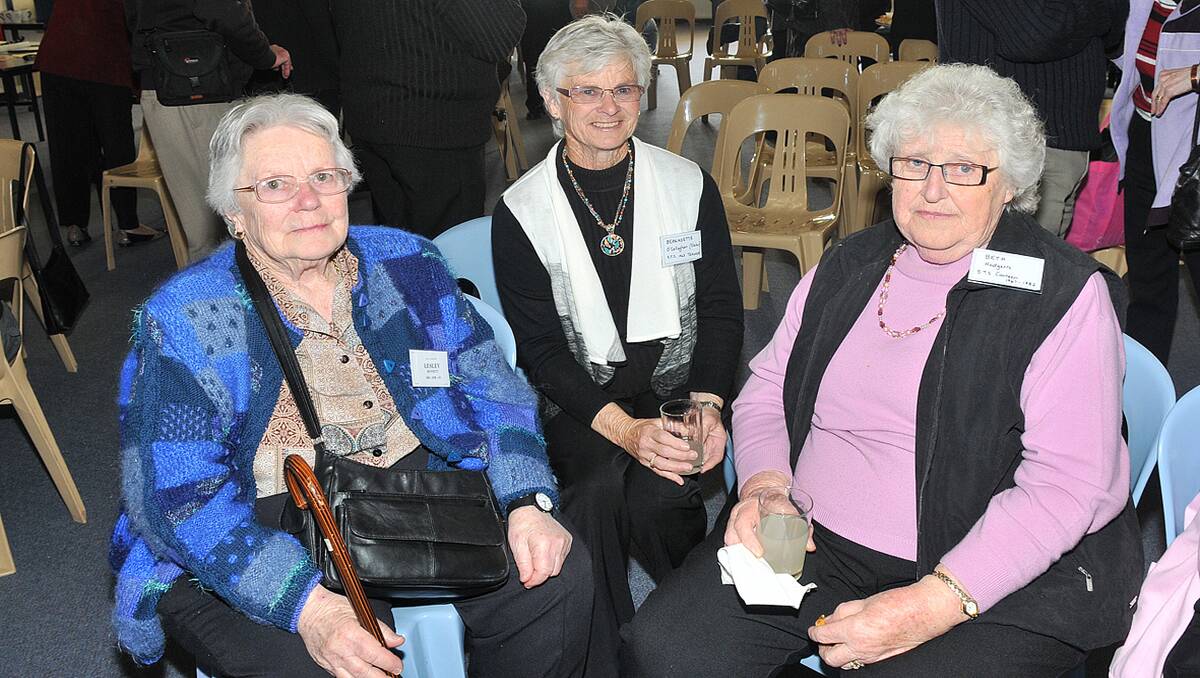 L-R Lesley Bennett, Bernadette O'Callaghan and Beth Hodgetts are pictured at the school reunion.