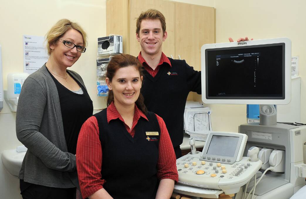 Pictured boosting the medical imaging team at Stawell Regional Health (back) Sonographer Mandy Carr, Radiographer and Student Sonographer Benn Stockdale and (front) Chief Medical Image Technician, Marsole Greyvensteyn. Picture: KERRI KINGSTON