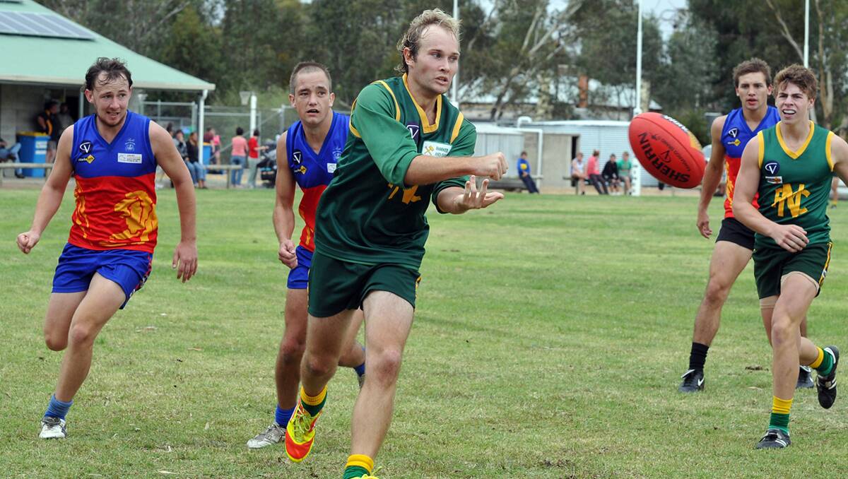 Aiden Lee (pictured) returns to the Navarre squad when they take on reigning premiers Carisbrook tomorrow night in the Maryborough Castlemaine District Football League. Picture: MARK McMILLAN 