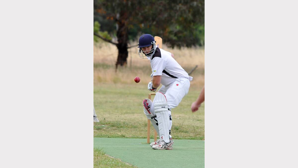 Pomonal B grade batsman Nathan Bullen looks to get onto the front foot in the clash against Swifts Great Western on Saturday.