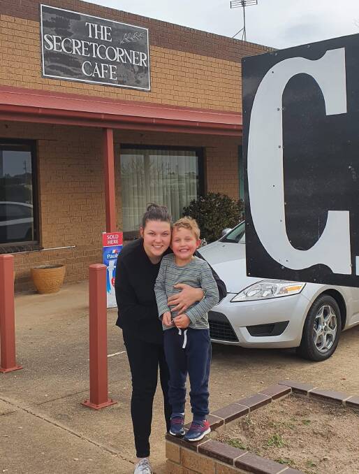 SUPPORT: Claire Preston with her son, James Hooper 4 outside her Stawell business, Secret Corner. Picture: CONTRIBUTED