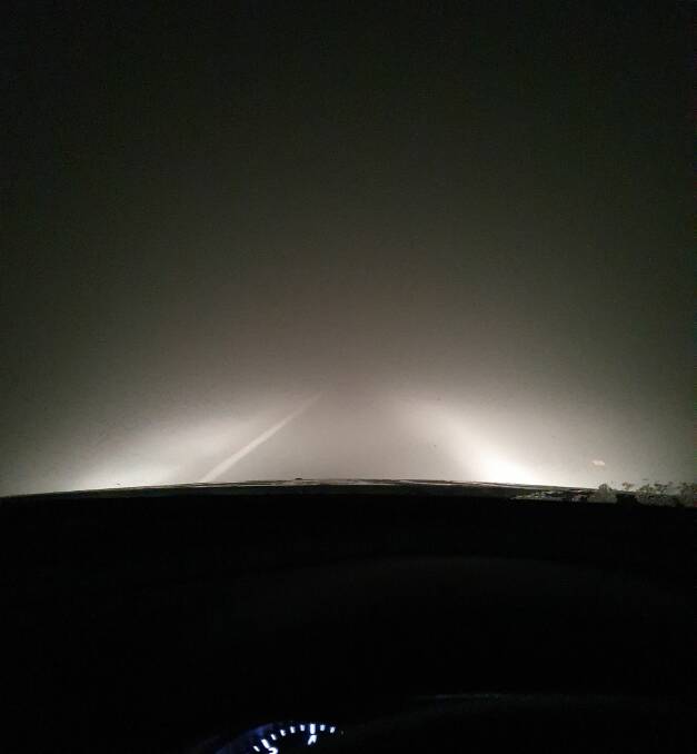FOGGY: Drivers between Stawell and Halls Gap were faced with very low visibility on Wednesday morning. Picture: CONTRIBUTED