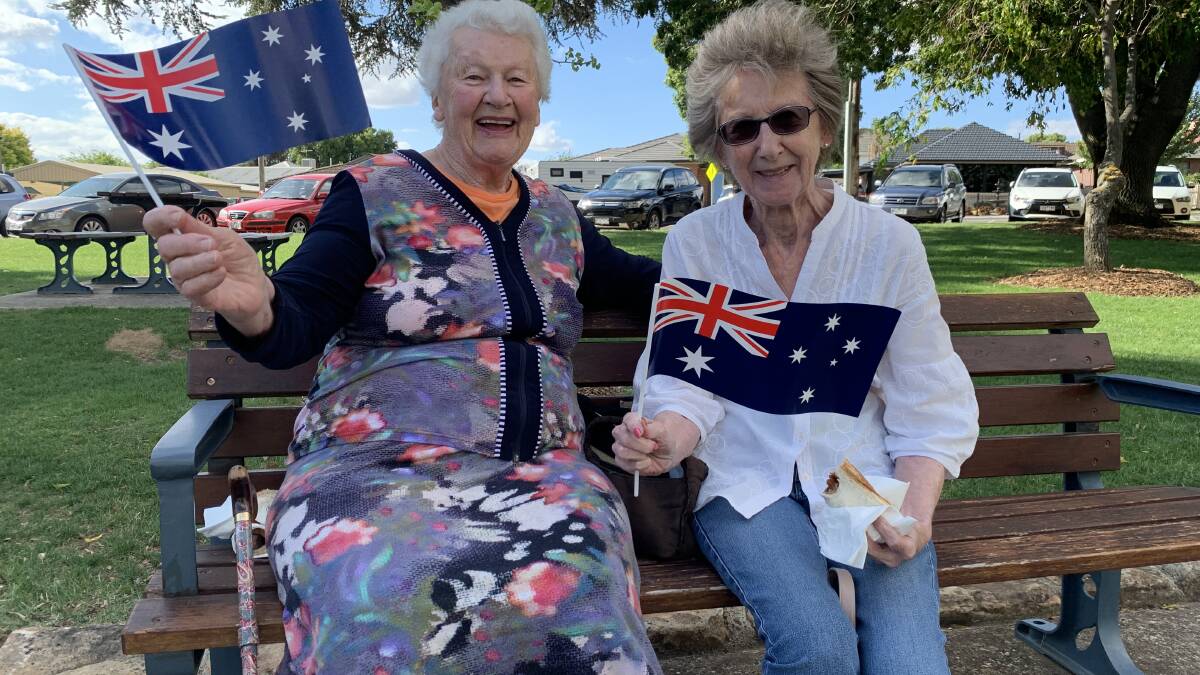 AUSTRALIA: Mary Kent (left) and Lola Petschauer (right) were at Cato Park celebrating Australia Day. Picture: TALLIS MILES