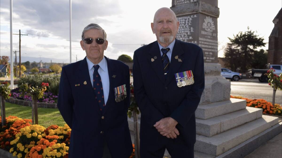 HONOUR: Stawell RSL secretary Des Leonard (left) and president Graeme Cox are putting things in place for ANZAC Day. Picture: CONTRIBUTED