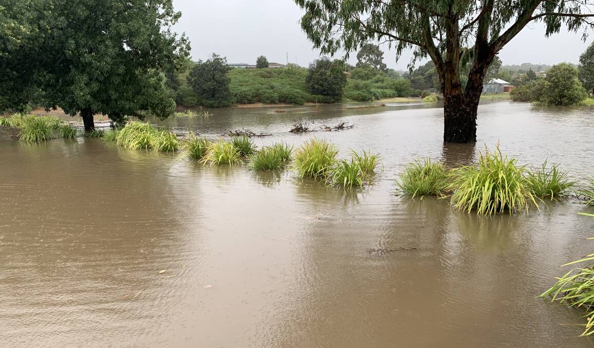 FLOODED: Catchments in Maud Street, Stawell, are overflowing after last night's rain. Picture: TALLIS MILES