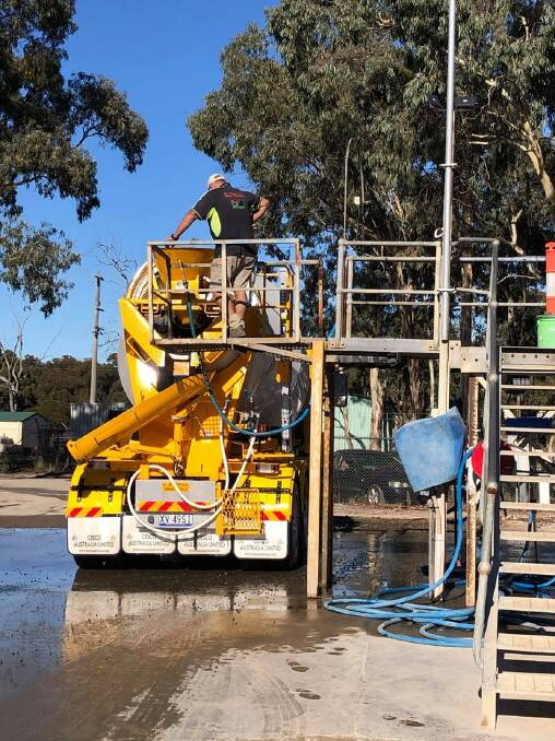 PREPARE: An Armstrong Concreting truck getting ready. Picture: CONTRIBUTED