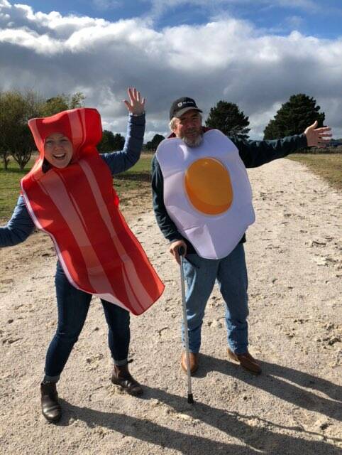 EGG AND BACON: Caitlan Barbetti and and Phillip Slorach on one of their The May 50k walks. Picture: CONTRIBUTED