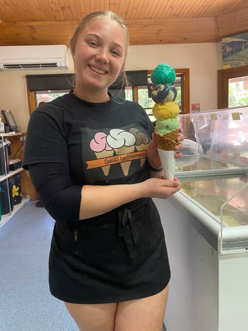 SWEET: Zali Linke has been working hard to serve ice-creams to Halls Gap tourists. Picture: CLAIRE SMITH