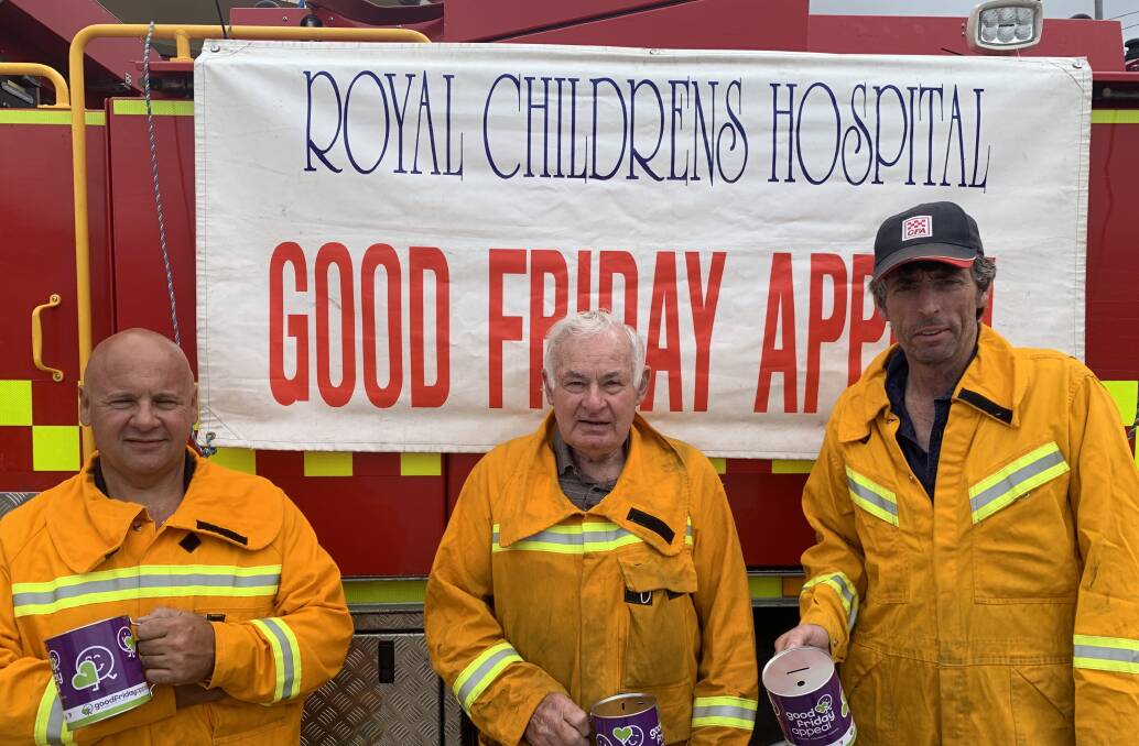 GETTING READY: Stawell Fire Brigade fourth lieutenant Aaron Croft (left), ex-captain Reg Smith and captain Mal Nicholson are preparing for a busy Good Friday. Picture: TALLIS MILES
