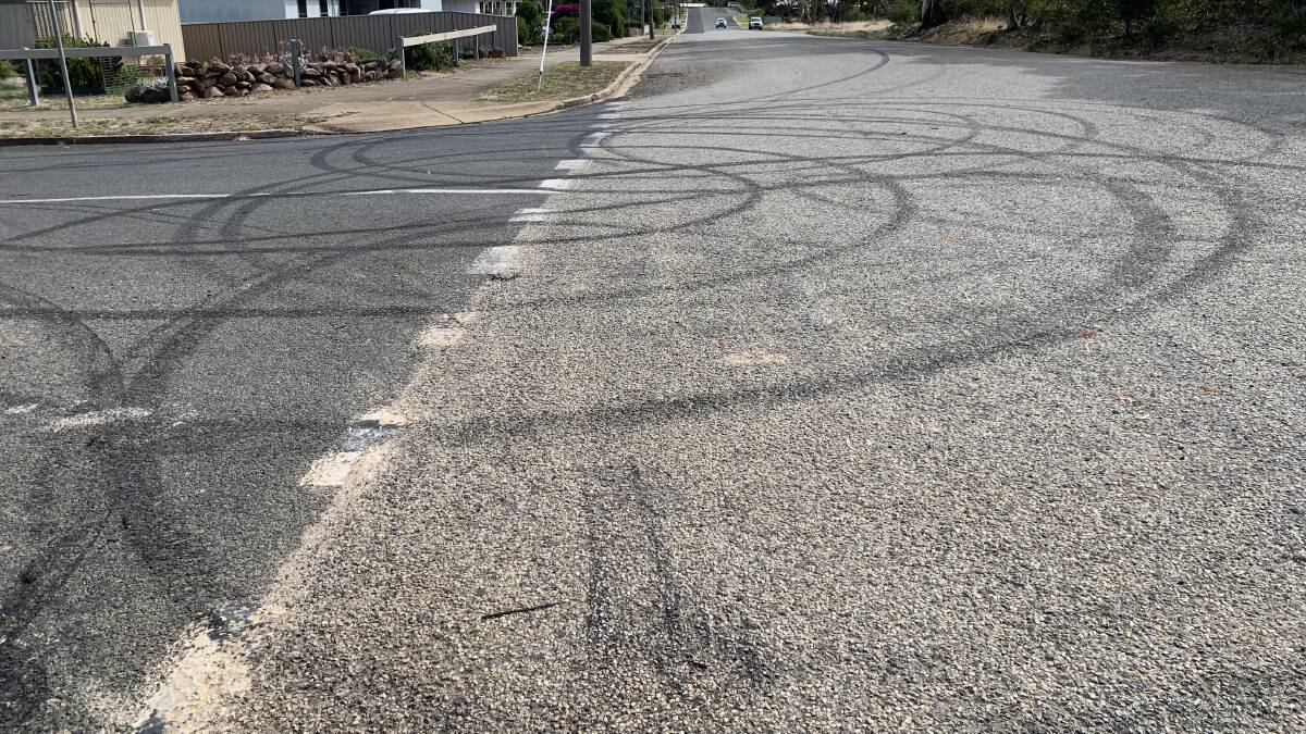 HOON: Tyre marks have been left at the Grant Street and Cooper Street intersection in Stawell, where there has been hooning behaviour. Picture: TALLIS MILES