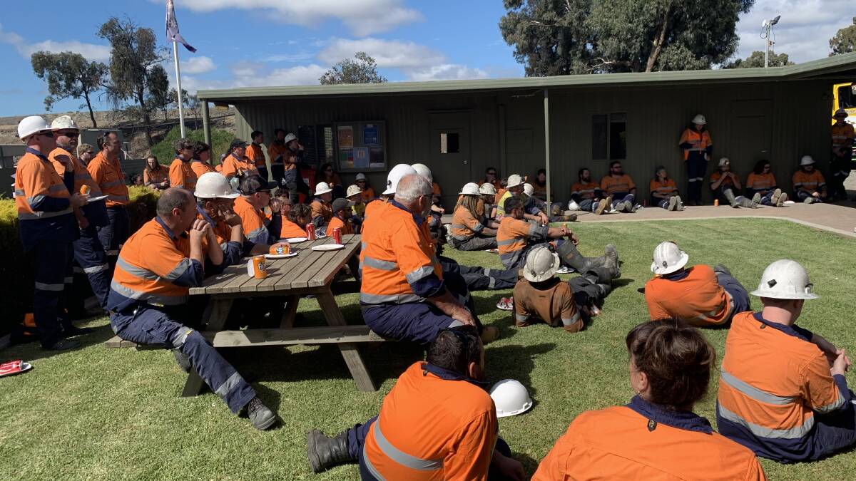 LISTENING: Workers at the Stawell Gold Mine listen in to important messages about mental health. Picture: TALLIS MILES