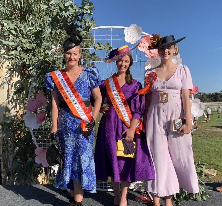 STYLISH: Kathryn Jones (left), Joanne Spriggs and Sophie Hocking were judged the winners of the Millenary award, best dressed and best dressed runner-up repsectively. Picture: TALLIS MILES